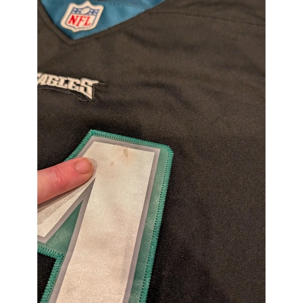Philadelphia Eagles Football Jersey Youth Large Black NFL Nike Wentz 11 On Field